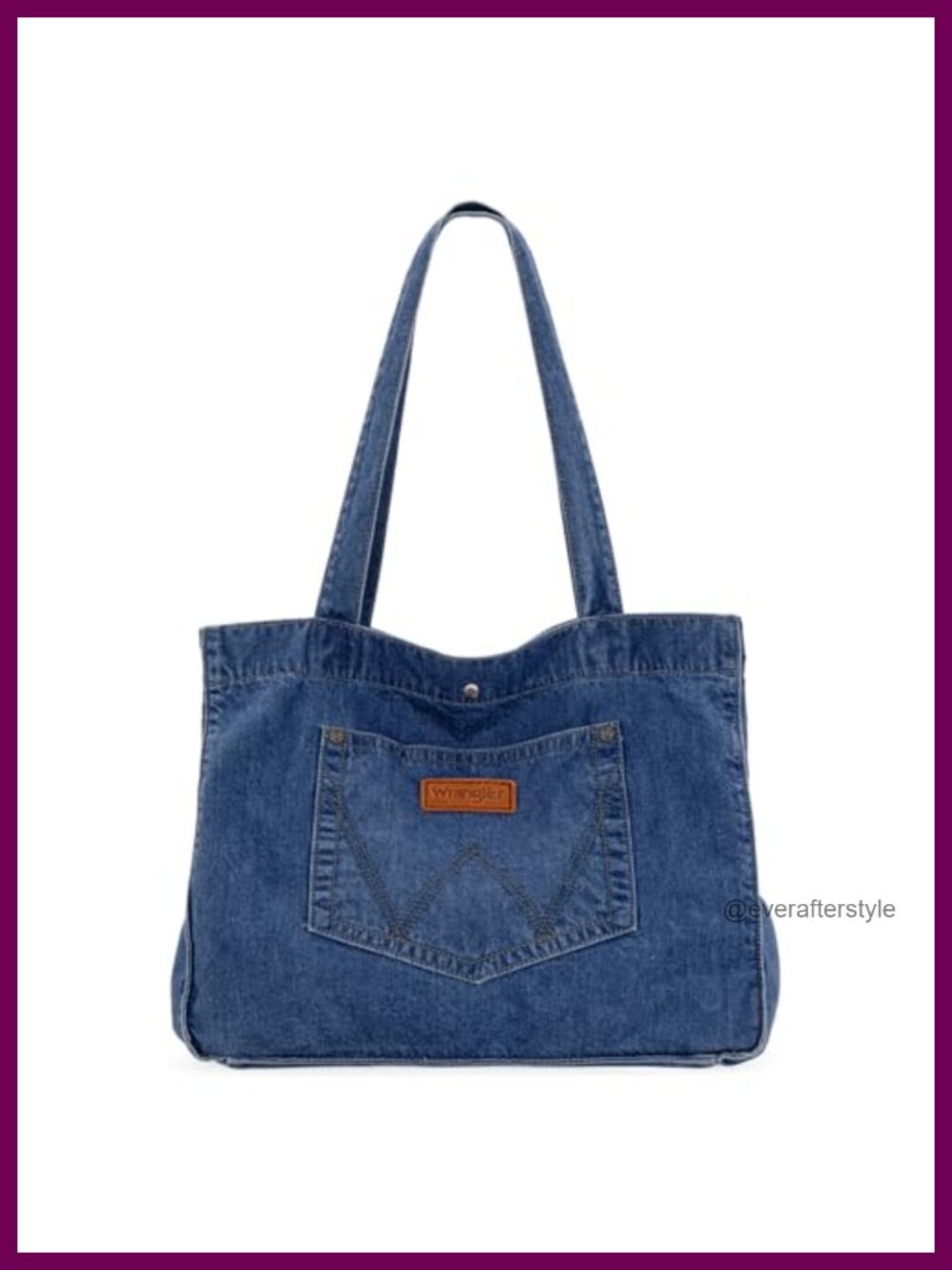 Denim Tote Bag Wrangler W Stitch Large Shoulder Purse